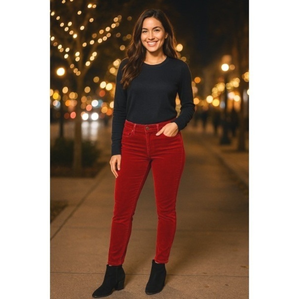 Current/Elliott "The Skinny" Scarlet Red Velveteen Pants Women's
